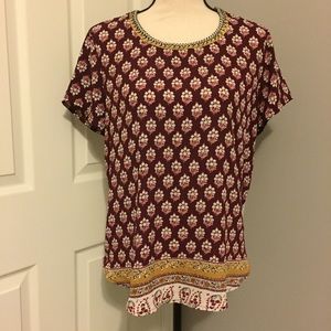 REWIND Short Sleeve Patterned Bohemian Tunic Top